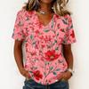 Modisches lässiges Damen-Pullover-Oberteil mit kurzen Ärmeln und Blumenprint, V-Ausschnitt