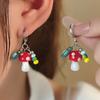 Mori Fun Cartoon Colored Small Mushroom Pendant Ear Buckle, Sweet And Cute Small Fresh And Fashionable Earrings For Women