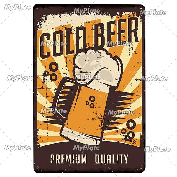 KALTEN BIER Metall Zeichen Vintage Plaque Alkohol Zinn Zeichen Platte Wand-dekor Für Bar Club Mann Cave Kunst Malerei  geschenk