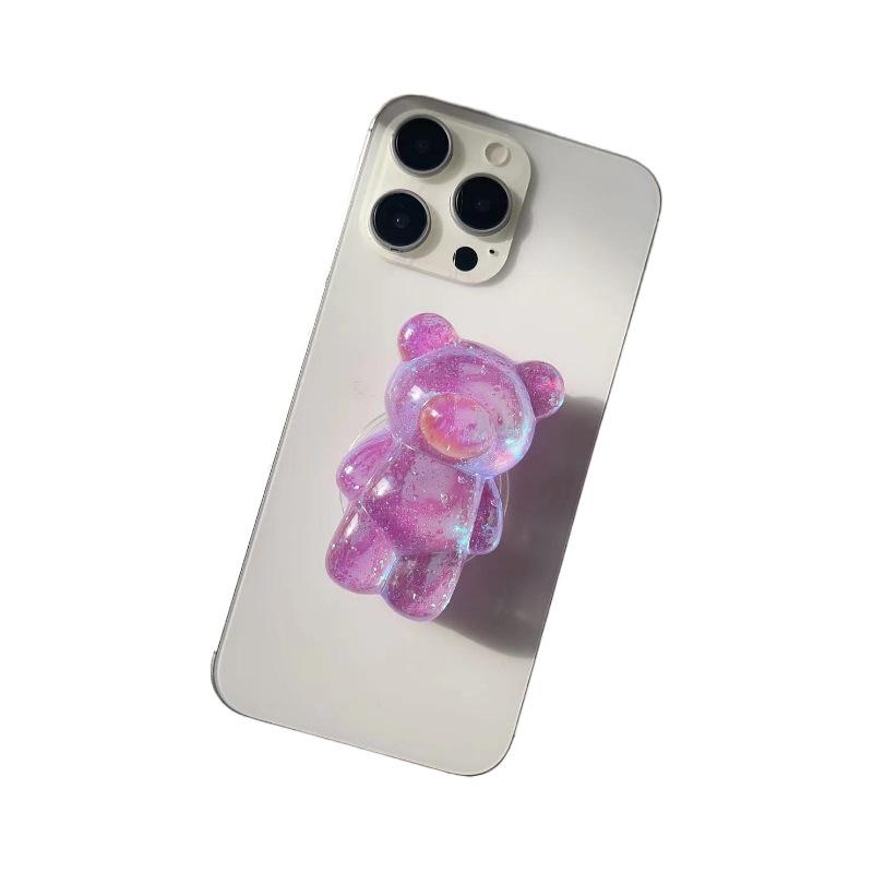 Korean Style Colorful Bear Shell Airbag Phone Stand – Creative Telescopic Folding Design