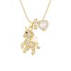 European and American Cute Unicorn Pony Necklace - Real Gold-Plated, Rhinestone-Embellished, Luxurious Jewelry Piece.