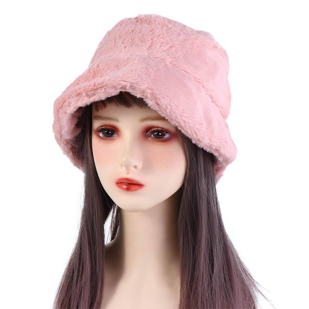 Sweet Ladies Winter Soft Outdoor Warmer Faux Fur Rabbit Warm Hat Fishing Cap Bucket Hat