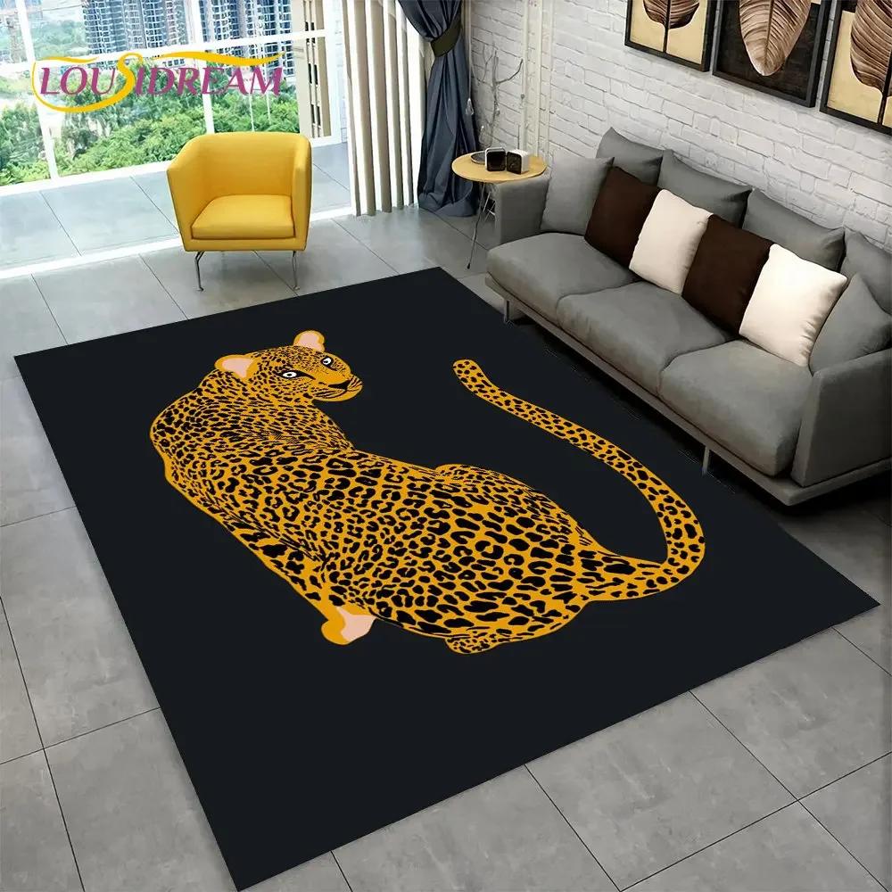 3D Tiger Leopard Cheetah Lion Wolf Area Rug,Carpet Rug for Living Room Bedroom Sofa Doormat Kitchen Decor,Kid Non-slip Floor Mat