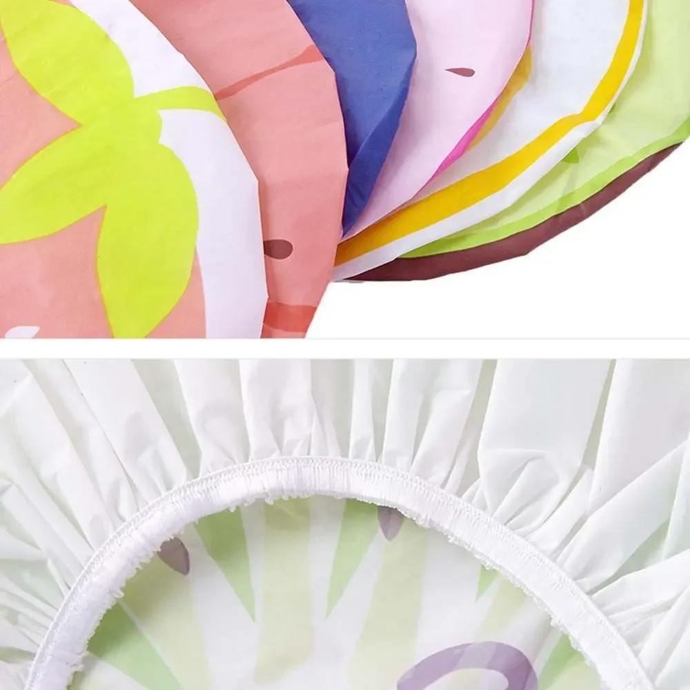 Cute Fruit Pattern Waterproof Shower Cap Cartoon Lace Elastic Band Bath Hat for Adults Women Bathroom Products