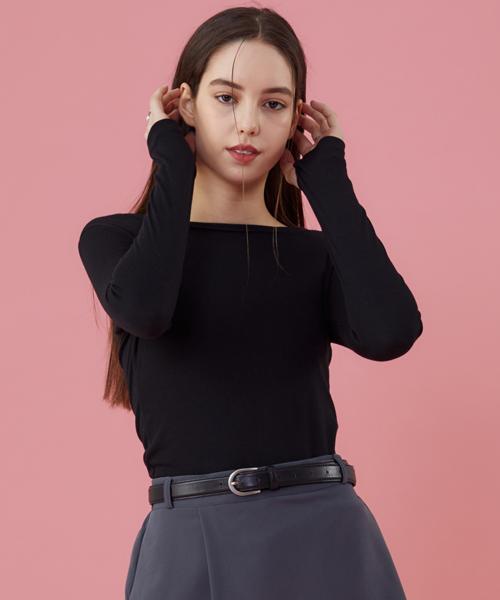 KOLEAT [Warmer Ver.] Slim Daily Round Neck Warmer Long Sleeve T-Shirt [Black] Inner Ver.