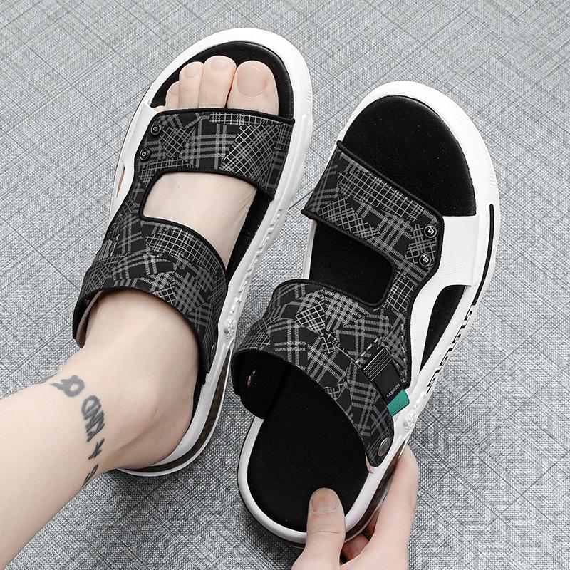 Fashion 2025 Mens Dual Strap Sandals 2 Color Summer Slide Shoes Non Slip Beach Sandals with Arch Support Quick Dry Design
