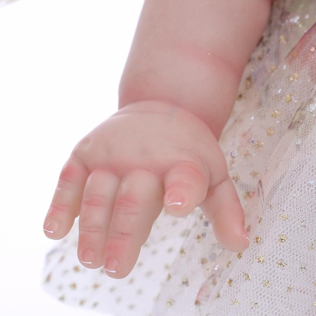 Full Silicone Vinyl Baby Dolls Reborn 18 Inch Cosplay Fairy Angel Cute Babies Doll with Rooted Hair and Wing Fashion Christmas Gifts Toy Decoration