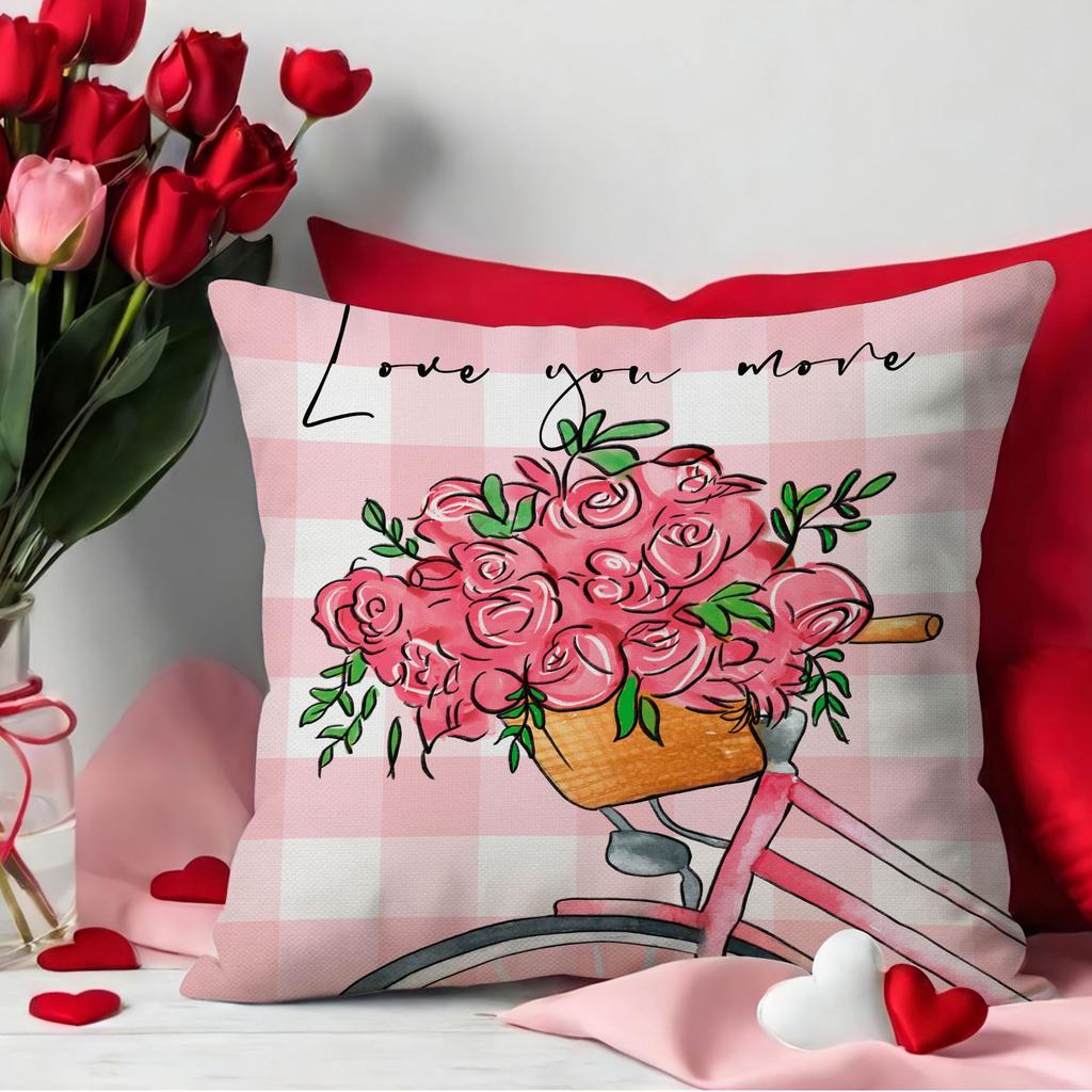 Valentine's Day Pillow Love Flower Combination Pillow Living Room Versatile and Comfortable Sofa Pillow Cover