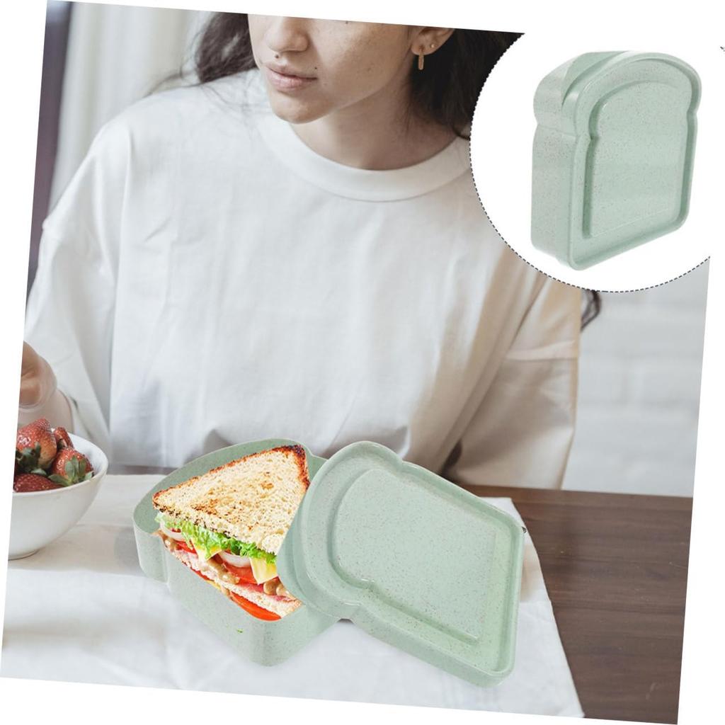 Sandwich Holder Lunchbox Bakery Boxes Bamboo Fiber Portable Lunch Box Loaf Bread Sandwich Containers Sealable Containers 1pcs
