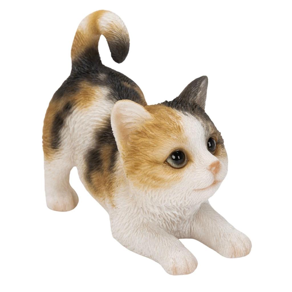 Ubia Playful Calico Cat 8 X 4 X Cm Doll Figurine Ornament Animal Garden Decoration Realistic Cute Cat H19159 (Small) 6.5