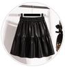 Plus Size High-Waisted PU Leather A-Line Layered Mini Skirt Pants for Spring/Autumn - Fluffy, Anti-Exposure, Slimming