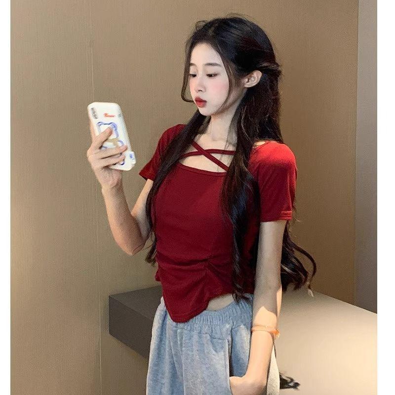 Short T-shirt Slimming Short-sleeved T-shirt Women's Patchwork Versatile Fashion Top