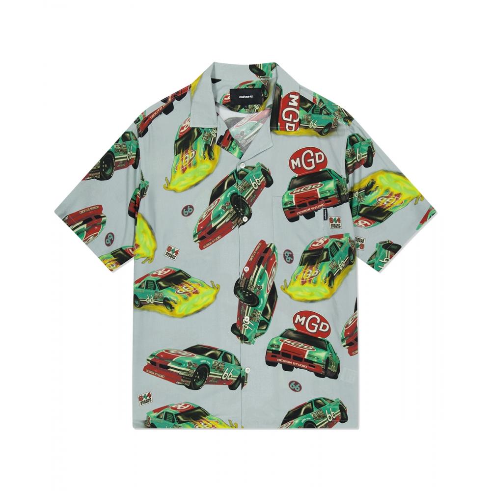

MAHAGRID RACING CAR OPEN COLLAR HALF SLEEVE SHIRT GREENMG2DMMW360A