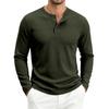 Men S Waffle Knit Henley Collar Long Sleeve T Shirt