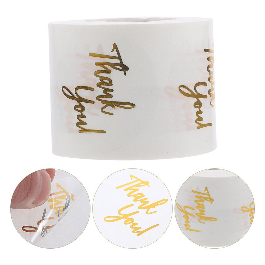 4 Rolls Round Thank You Stickers Transparent With Gold Accents For Box Sealing Bag Sealing Small Business Packaging Thank You