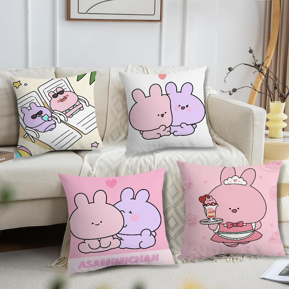 Cartoon A-Asamimichan Cute cushion cover Pillow Sofa Printing Decoration Room Home Office Coffee Shop Car Nordic Simplicity