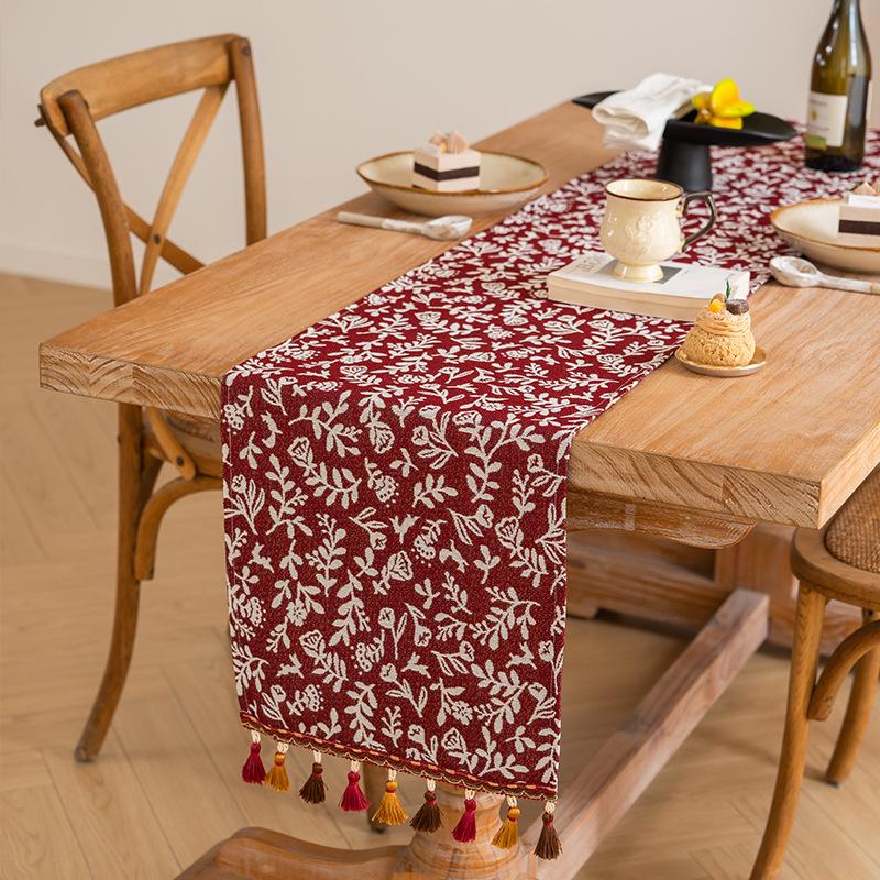American Retro Floral Table Runner Long Decorative Cloth for Coffee TV Dining Table Atmosphere Fabric Cover