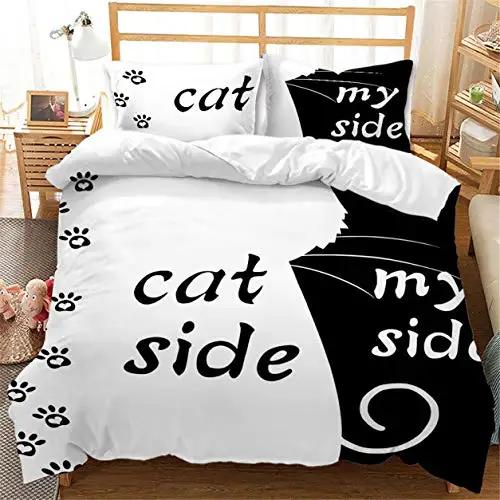 Black And White Duvet Cover Set King And Queen Bedding Set For Couple Romantic Valentine's Day Presents Polyester Duvet Cover