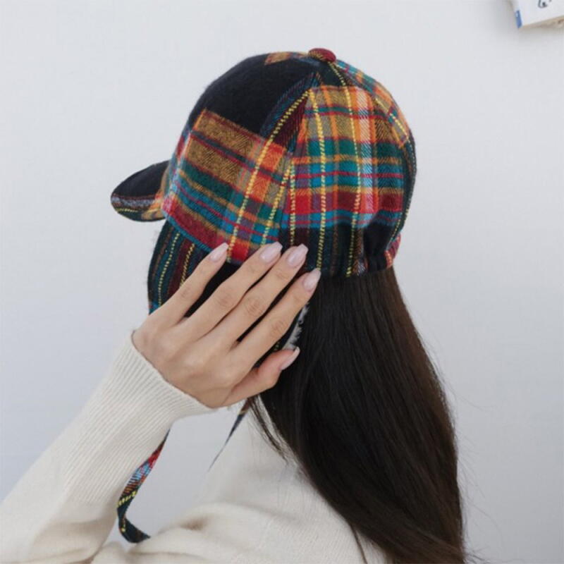 Women s Rainbow Men s Dumble Dots Grid Cap Hat C8673_Black