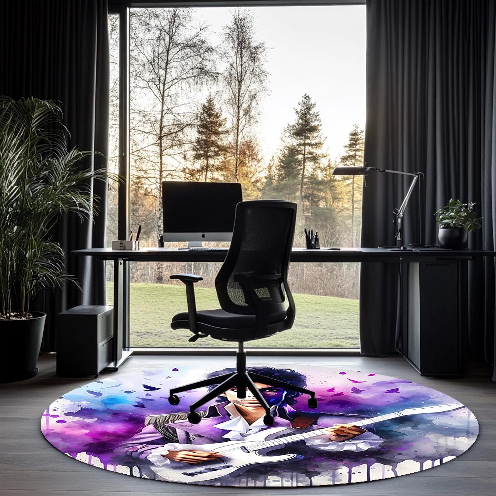 Prince Printed Round Rug Carpet Chair Rug Area Rug Entryway Doormats,for Office Chair Living Room Bedroom Kitchen Room.