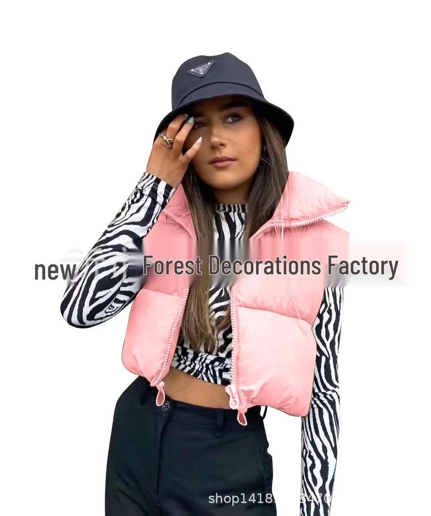 Women's Stand-Up Collar Zipper Vest: Warm Sleeveless Cotton Jacket for Autumn/Winter - Multi-Color Available