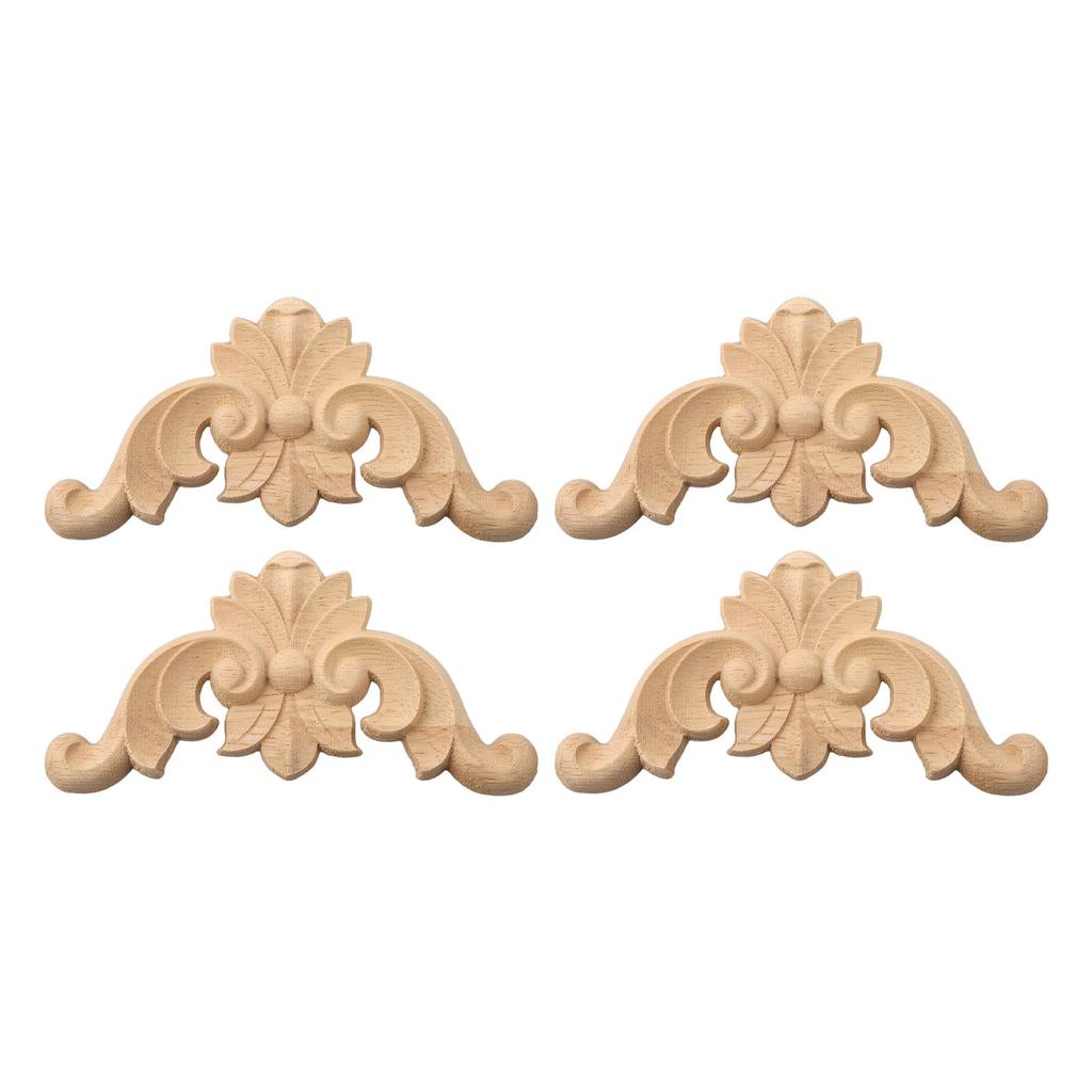 4 X Wooden Carved Corner Onlay Applique Furniture Mouldings Decal Decoration Uk