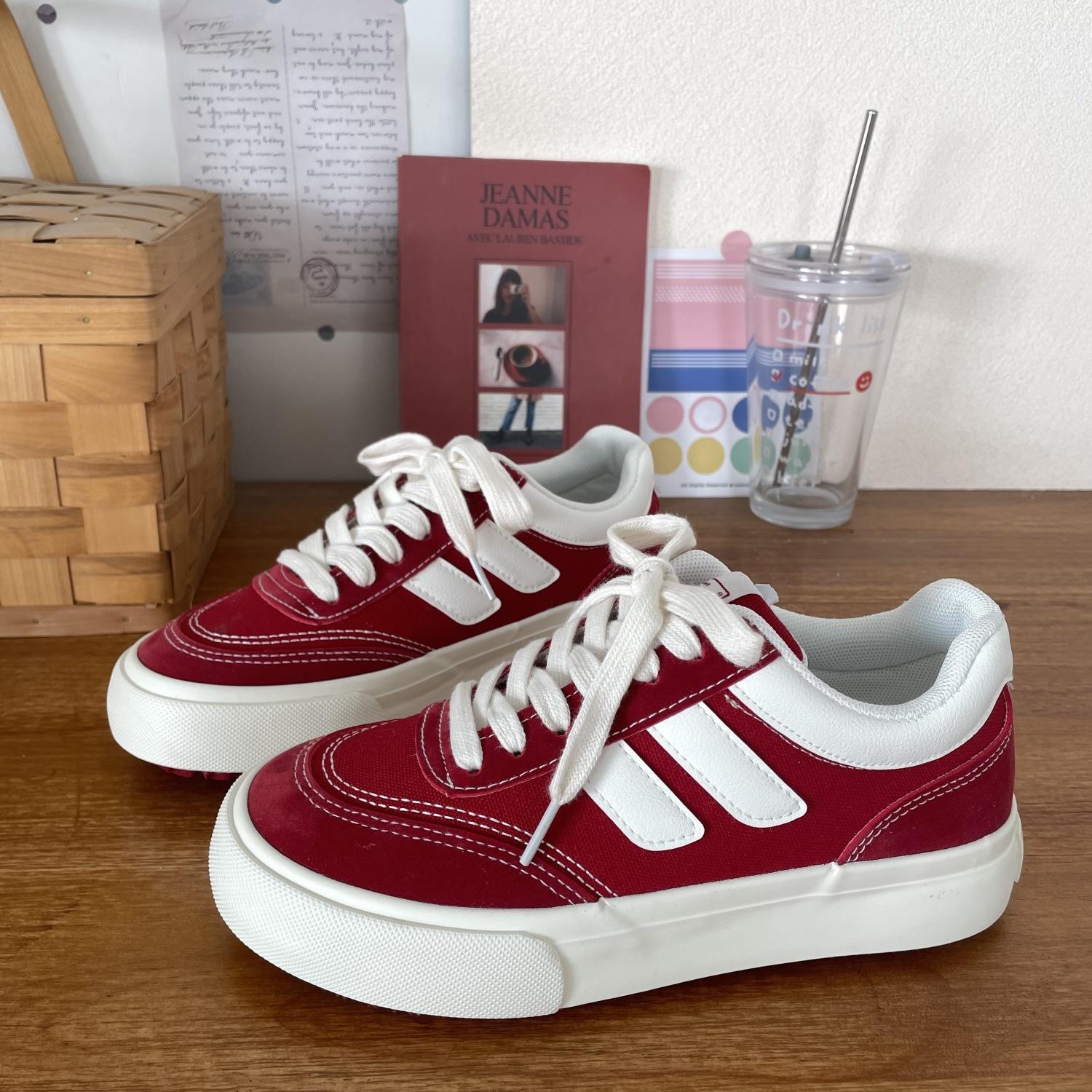 Board shoes spring and autumn new chic shoes niche casual platform training sports shoes 35 красный