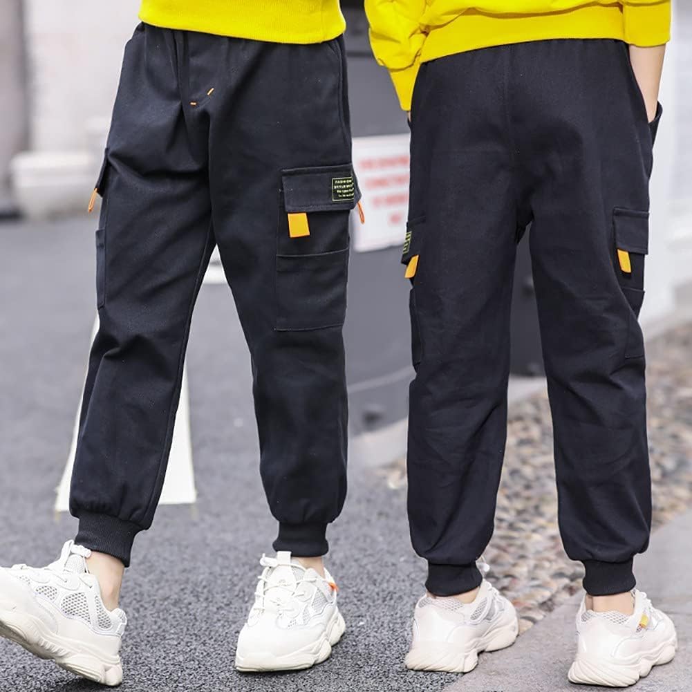 Rolanko Cargo Long Junior Solid Perfect for School or Everyday Size 150 Boys' Pants, Kids' Pants, Casual, Cotton, Wear, Black,