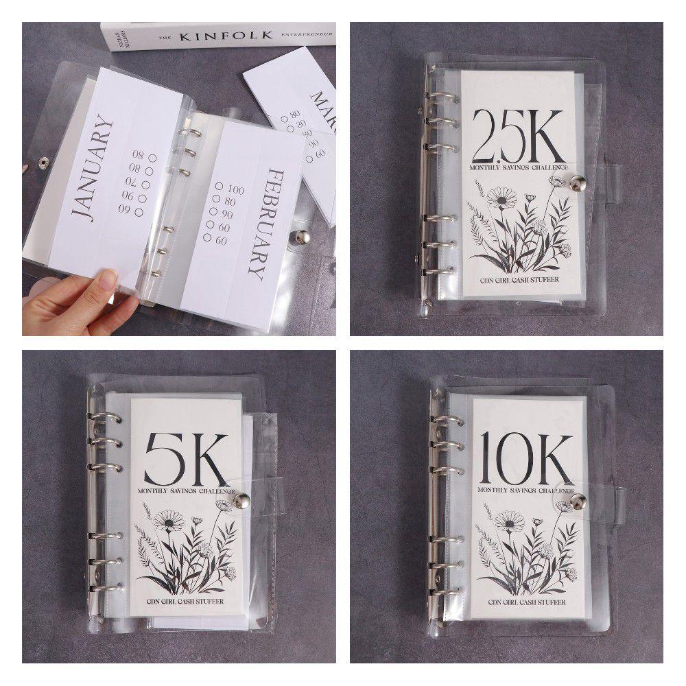 2.5K/5K/10K Savings Challenge Binder Creative Cash Savings Binder PVC Envelope  Budget Planner