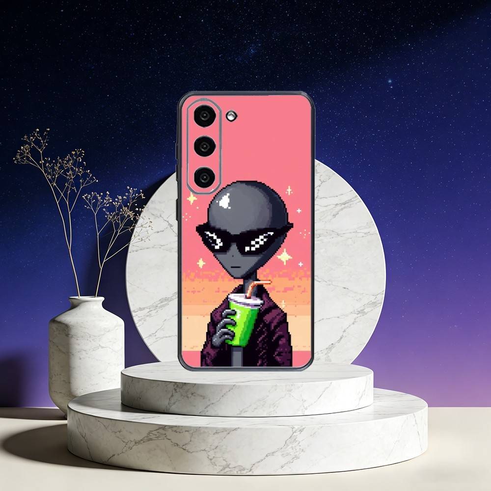 Funny Space U-UFO Alien Thing Phone Case For Samsung Galaxy A73,A72,A71,A70,A53,A52,A51,Others Soft Black Cover
