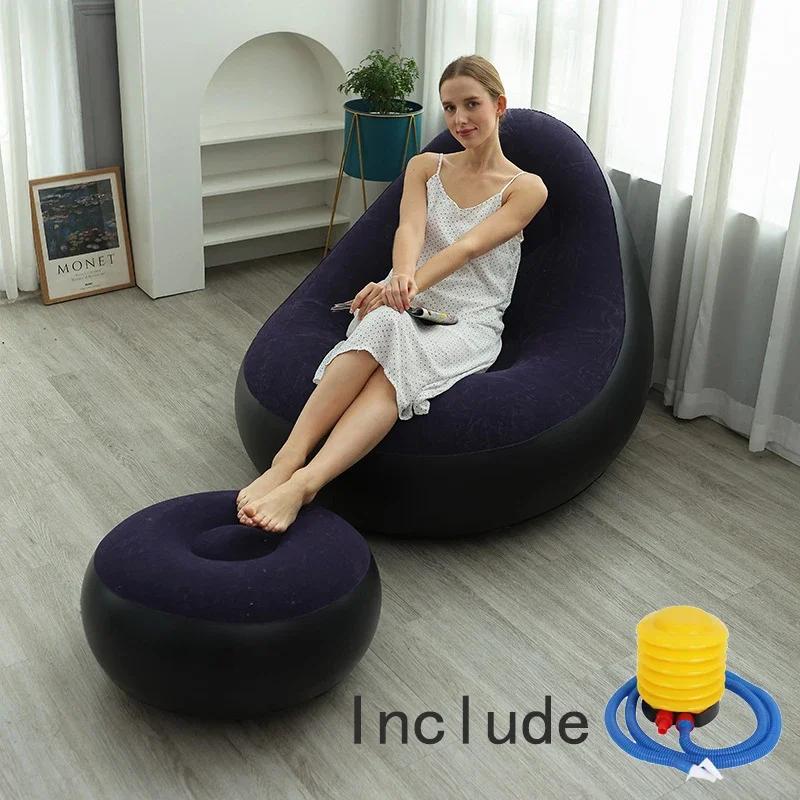Moda Sofá Inflável Lazer Pufe Conjunto de Sofá Preguiçoso Cama Reclinável Dobrável Ao Ar Livre Assento Fofo Tatami Pufe Cadeira de Quarto
