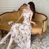 Summer Coffee Break French Butterfly Print Suspender Dress Women's Summer New Thin Temperament Holiday Style Dress