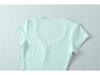 Damen Einfarbiges Slim-Fit T-Shirt mit Herzausschnitt & Gebogenem Saum
