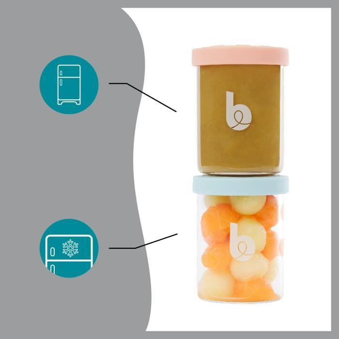 Babymoov ISY BOWLS 6 Pots de conservation en Verre Borosilicate - Gradués 250ml