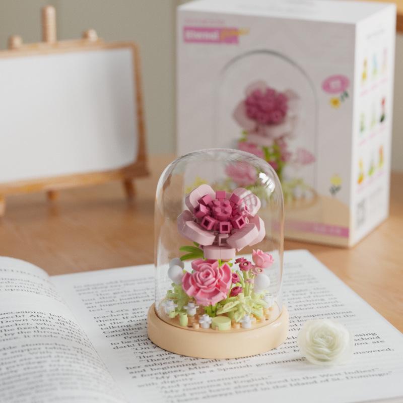 Music Flower Box Compatible Building Blocks Bouquet: Sunflower & Carnation Toy for Children and Teachers