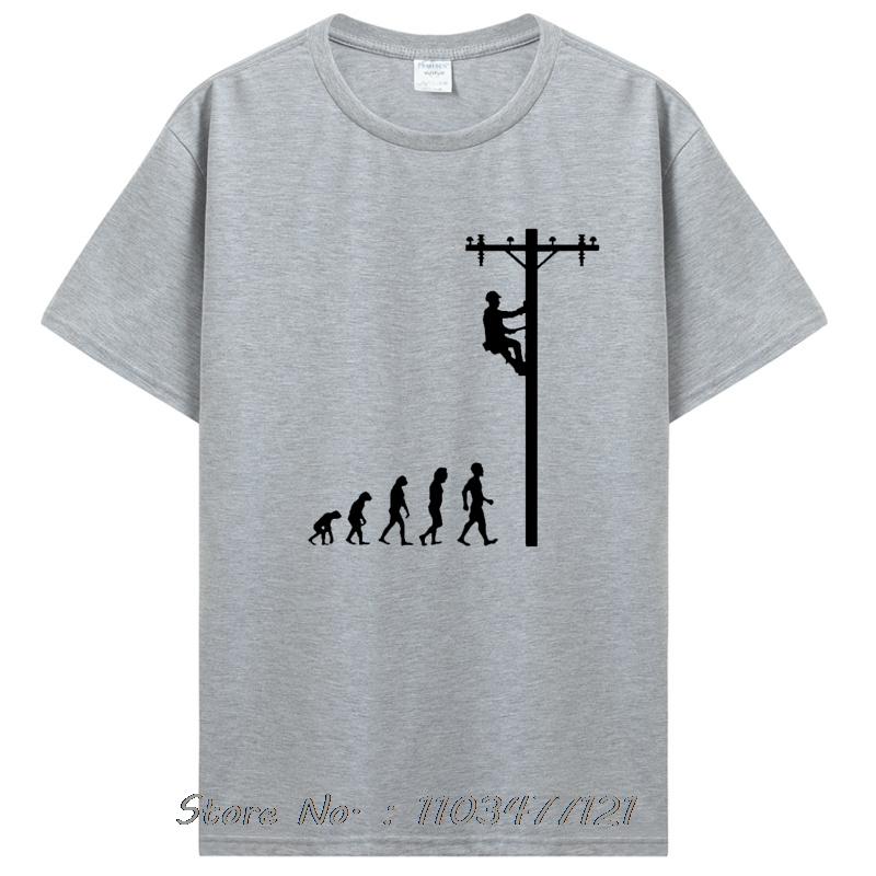 Evolution Of Lineman T-shirt Men Birthday Gift Electrician Men Dad Papa Father Husband Cotton T Shirt Clothing Oversized Tshirt