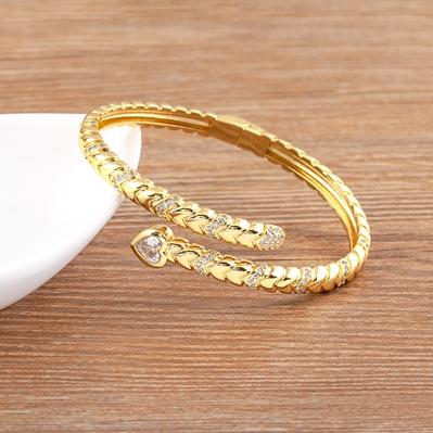Nidin New Creative Design Snake Shape Shine Zircon Open Bangle Adjustable For Women Female Lucky Bracelet Jewelry New Year Gifts
