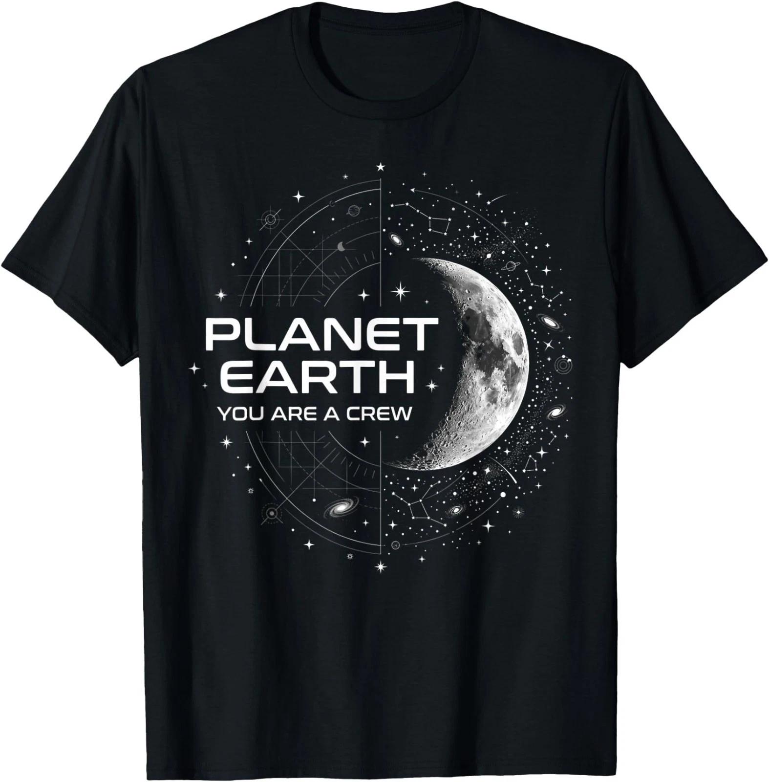 Planet Earth You are A Crew Space Moon Stars T-Shirt S