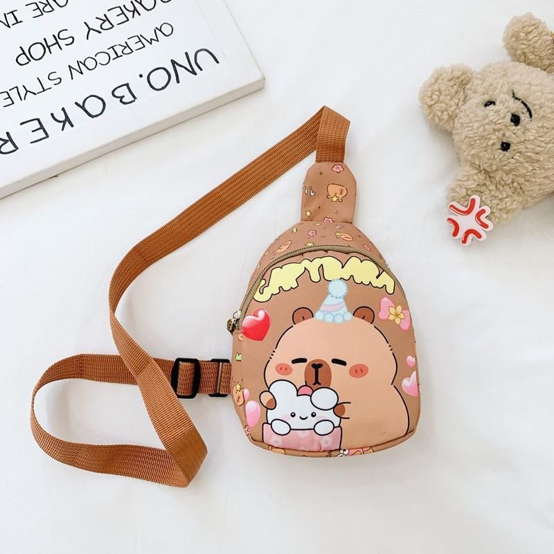 Capybara Print Cartoon Kids Single Shoulder Crossbody Chest Bag Fashion Gift