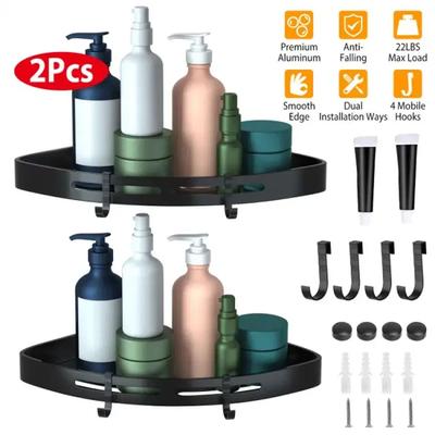 2Pcs Corner Shower Caddy Shelf Adhesive Bathroom Racks