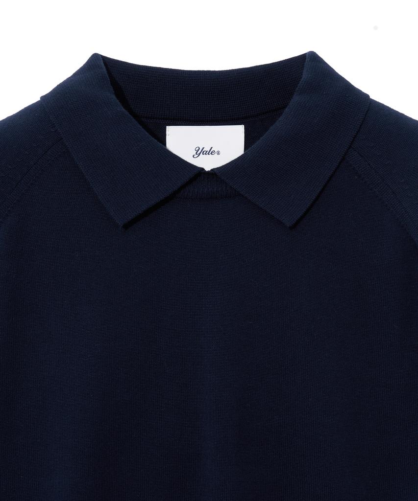 YALE Supima Cotton Raglan Collar Knit Dark Navy