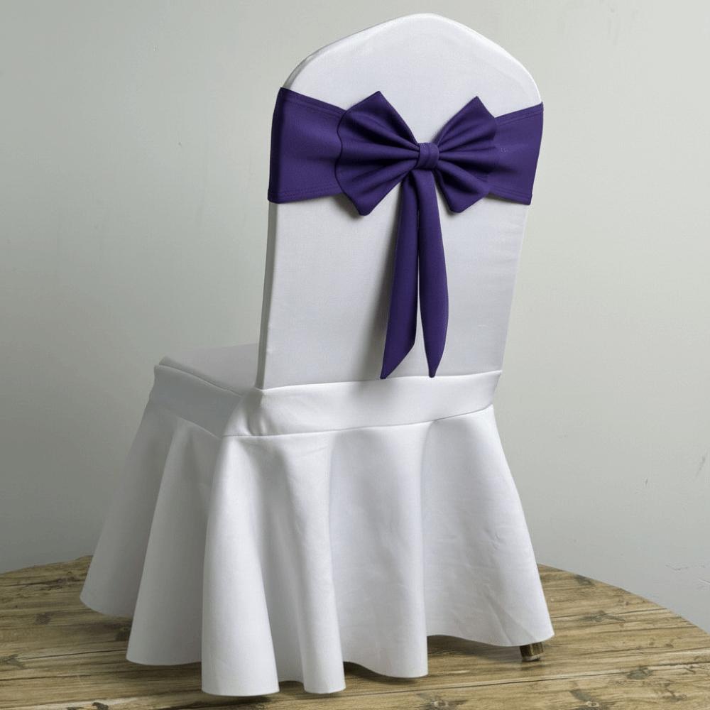 Spandex Chair Sash Solid Color Satin Ribbon Bows Chair Bands  Wedding Banquet Events Decoration