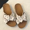 Fashion Sweet Flower Decoration Flat Slippers Women Retro Thick Bottom Cross Tied Slide Sandals Comfort Open Toe Designer Beach Sandals