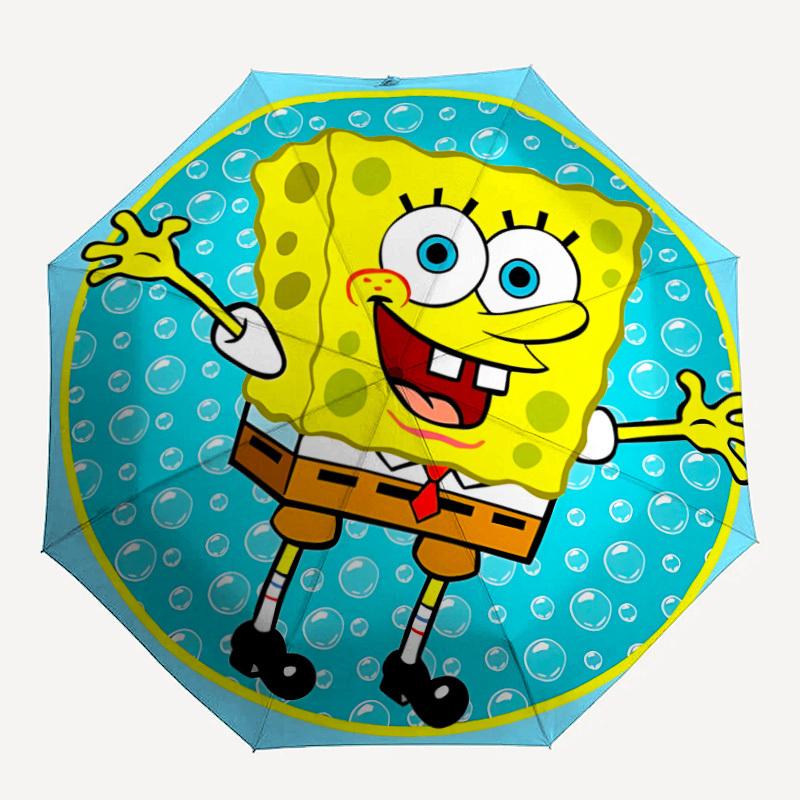 

1pc SpongeBob, Bubbles Auto Open/close Umbrella, Portable Travel Umbrella, Everyday Use - Outdoor Accessory, Artistic Pattern, Compact Design, Fashion