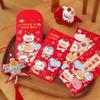 6Pcs New Year Blessing Red Packets Thick Paper Money Envelopes for Spring Festival Gifting