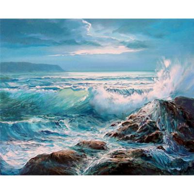 Pintura completa 5D faça você mesmo com diamantes ondas azuis do oceano bordado ponto cruz decoração para casa presente feito à mão