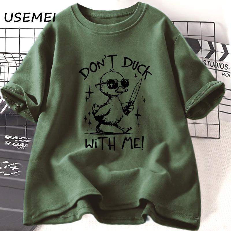 Retro Dont Duck with Me Meme Tshirt Funny Duck Sarcastic TShirt Adult Humor Tee Shirt Cotton Short Sleeve Round Neck Tees