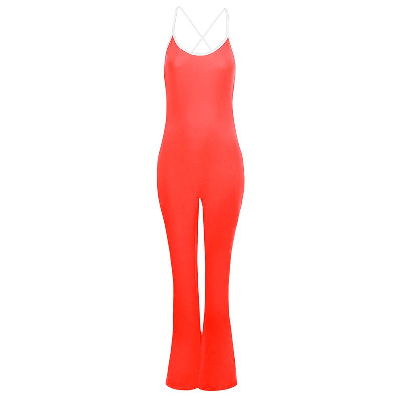 AD042 New Sexy Casual Sport Yoga Backless Solid Color Jumpsuit