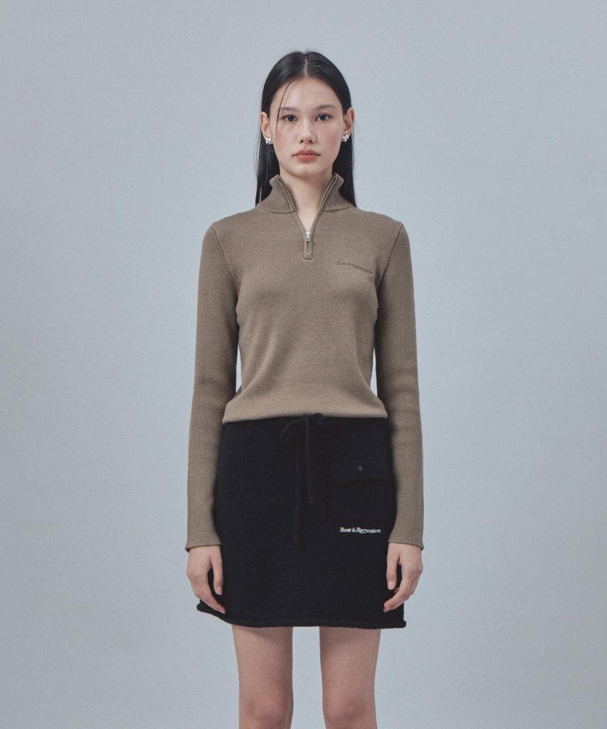 REST&RECREATION Slim Fit Half Zip-Up Knit - Khaki