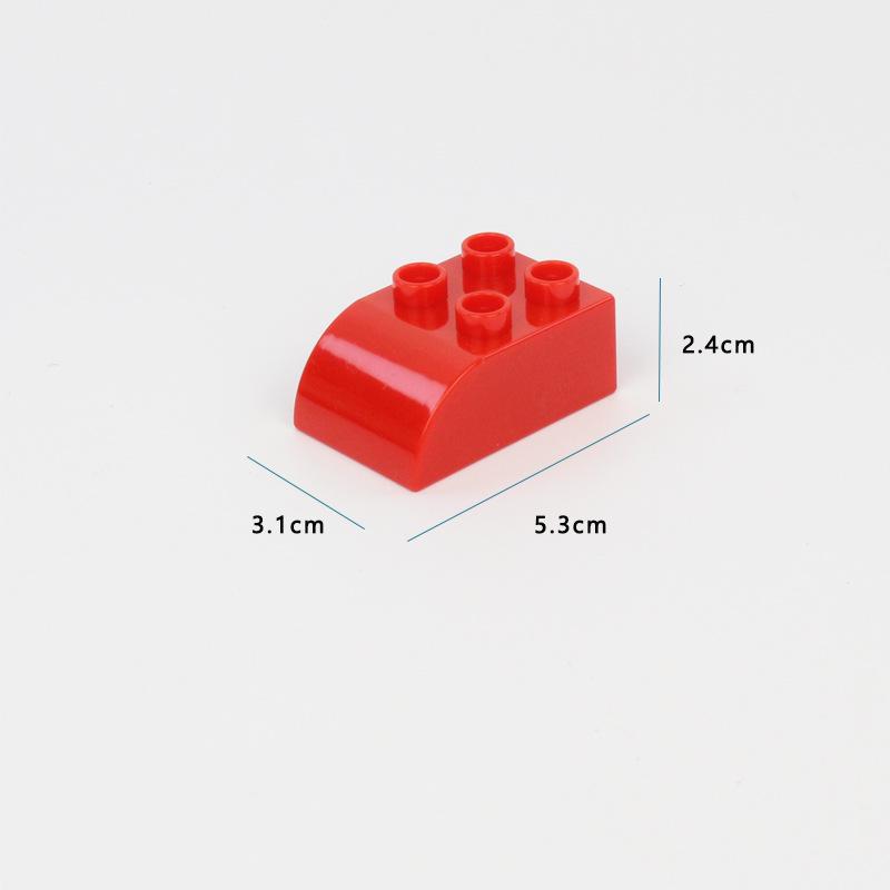 Compatible LEGO Duplo Large Brick Accessories: Basic Irregular Shape 4-Hole Single-Sided Arc Slope Bird Beak Building Blocks.